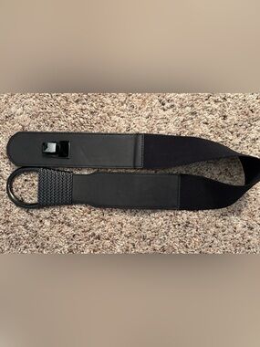 Black Faux Leather Panels and Elastic Stretch Belt with Metal Ring Closure
